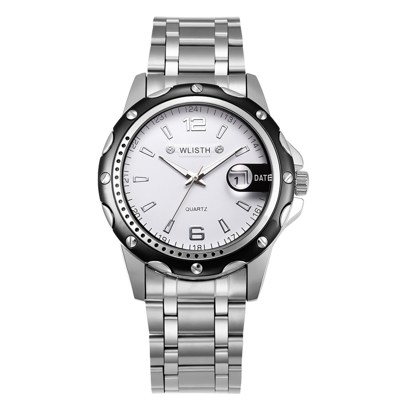 [S504-ACERO-B] WLISTH S504 RELOJ CON CORREA DE ACERO Y PLACA BLANCA