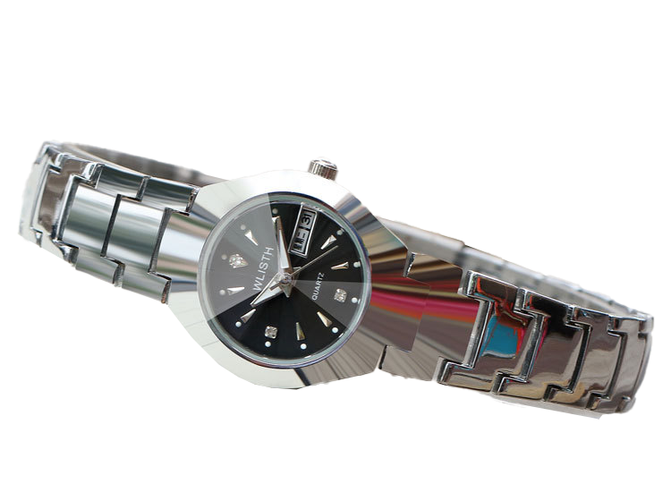 [WLISTH-04] RELOJ PARA DAMA WLISTH CON CORREA DE ACERO RESISTENTE AL AGUA  PLATEADO-NEGRO MODELO Q353-4