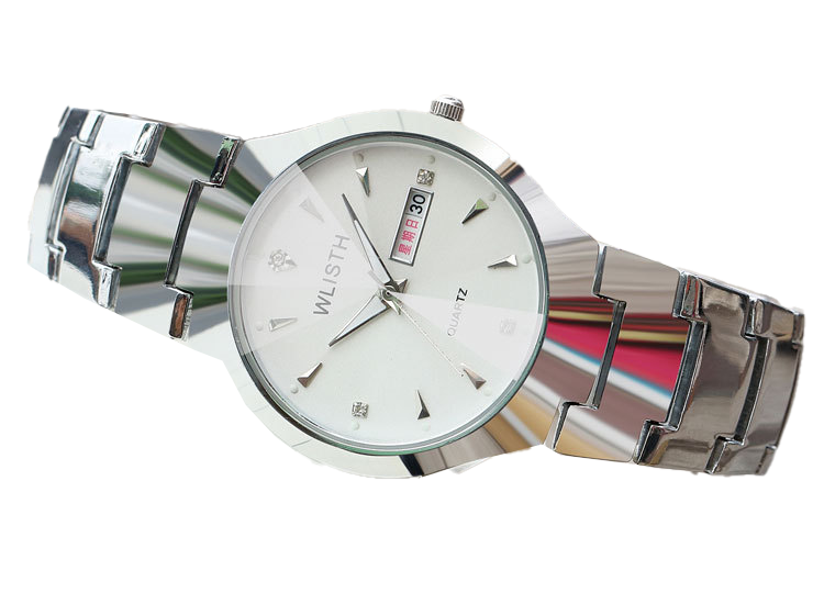 [WLISTH-01] RELOJ PARA CABALLERO WLISTH CON CORREA DE ACERO RESISTENTE AL AGUA  PLATEADO-BLANCO MODELO Q353-1