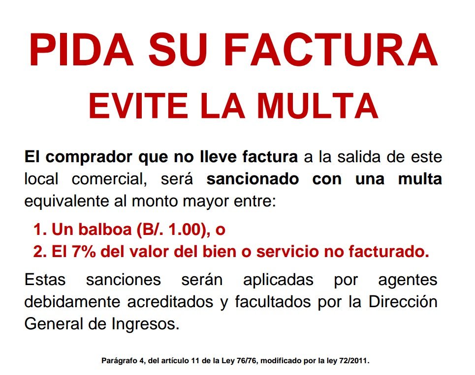[SIGN-BILL] LETRERO PIDA SU FACTURA